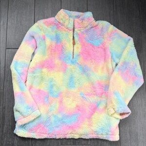 🔥 Pink Lily Size Small pullover NWT Rainbow Tie Dye Pullover SO SOFT pockets